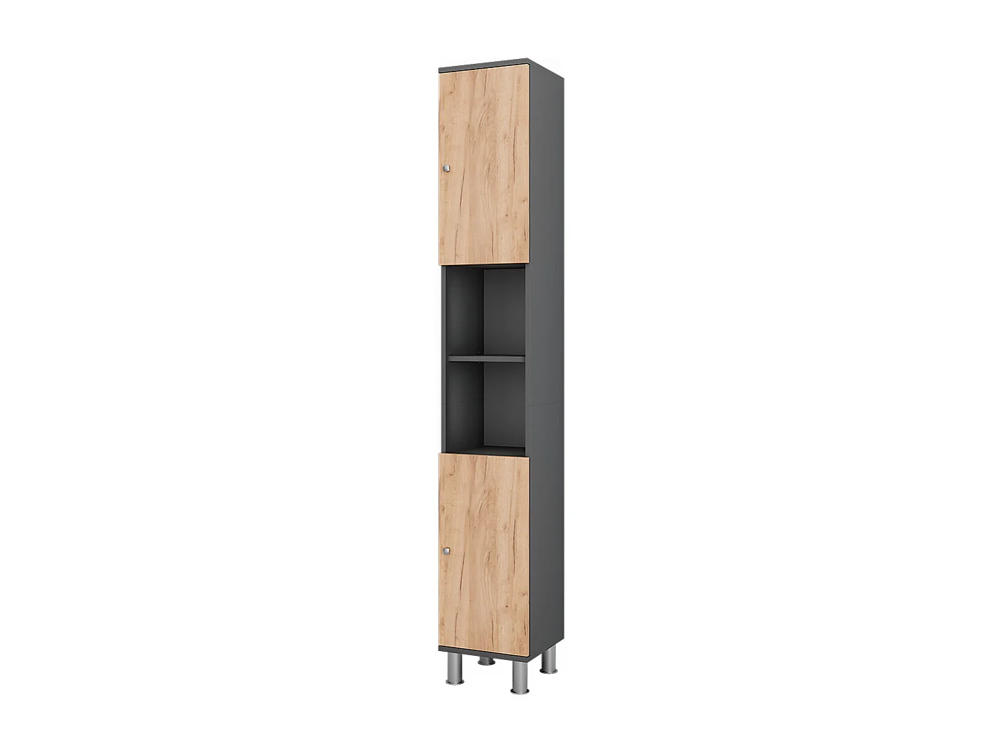 Hoge kast antraciet/gouden eik 30x30x190 fynn