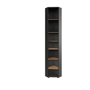 Hoge hoekkast antraciet/goudkleurig eiken 33x33x192 irma Hoge hoekkast antraciet/goudkleurig eiken 33x33x192 irma