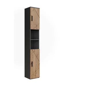 Hoge kast antraciet/goudkleurig eiken 30x30x190 irma Hoge kast antraciet/goudkleurig eiken 30x30x190 irma