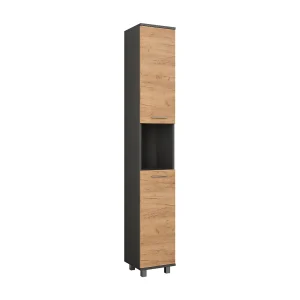 Hoge kast antraciet/gouden eik 30.2x30x190 ilias Hoge kast antraciet/gouden eik 30.2x30x190 ilias