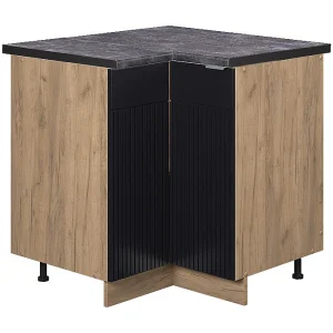 Hoekkast zwart gestreept 80.5x60x82 fame-line Hoekkast zwart gestreept 80.5x60x82 fame-line