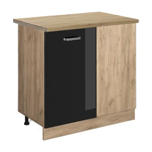 Hoekkast zwart hoogglans 86x60x81.6 r-line