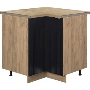Hoekkast zwart gestreept 80.5x60x82 fame-line Hoekkast zwart gestreept 80.5x60x82 fame-line