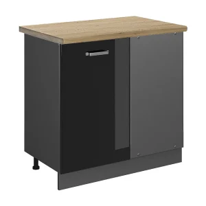 Hoekkast zwart hoogglans 86x60x81.6 r-line