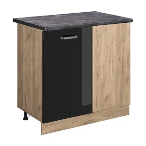 Hoekkast zwart hoogglans 86x60x81.6 r-line