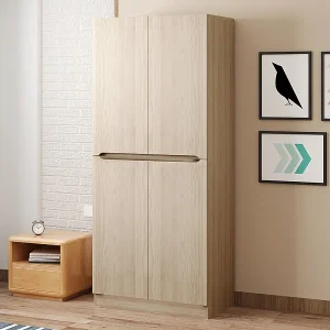 Kast 4 Deuren, Opslagvakken 4 Nissen, Licht Natuur 70x40x170cm