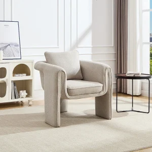 Driepoot fauteuil in beige stof JOLIPIA