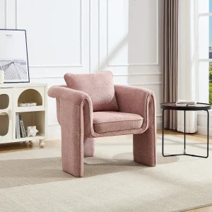Driepoot fauteuil in roze stof JOLIPIA