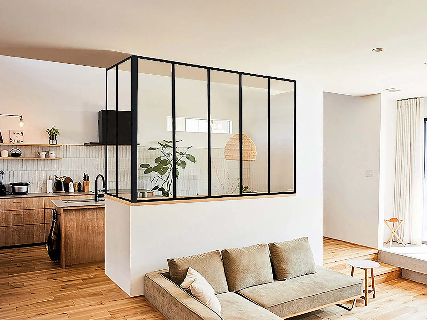 Hoekraam werkplaats van gepoedercoat aluminium L150 x B60 x H105 cm Zwart BAYVIEW