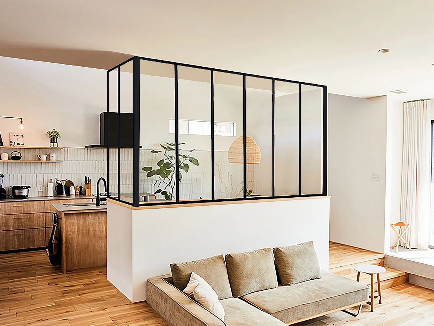 Hoekraam werkplaats van gepoedercoat aluminium L180 x B60 x H105 cm Zwart BAYVIEW