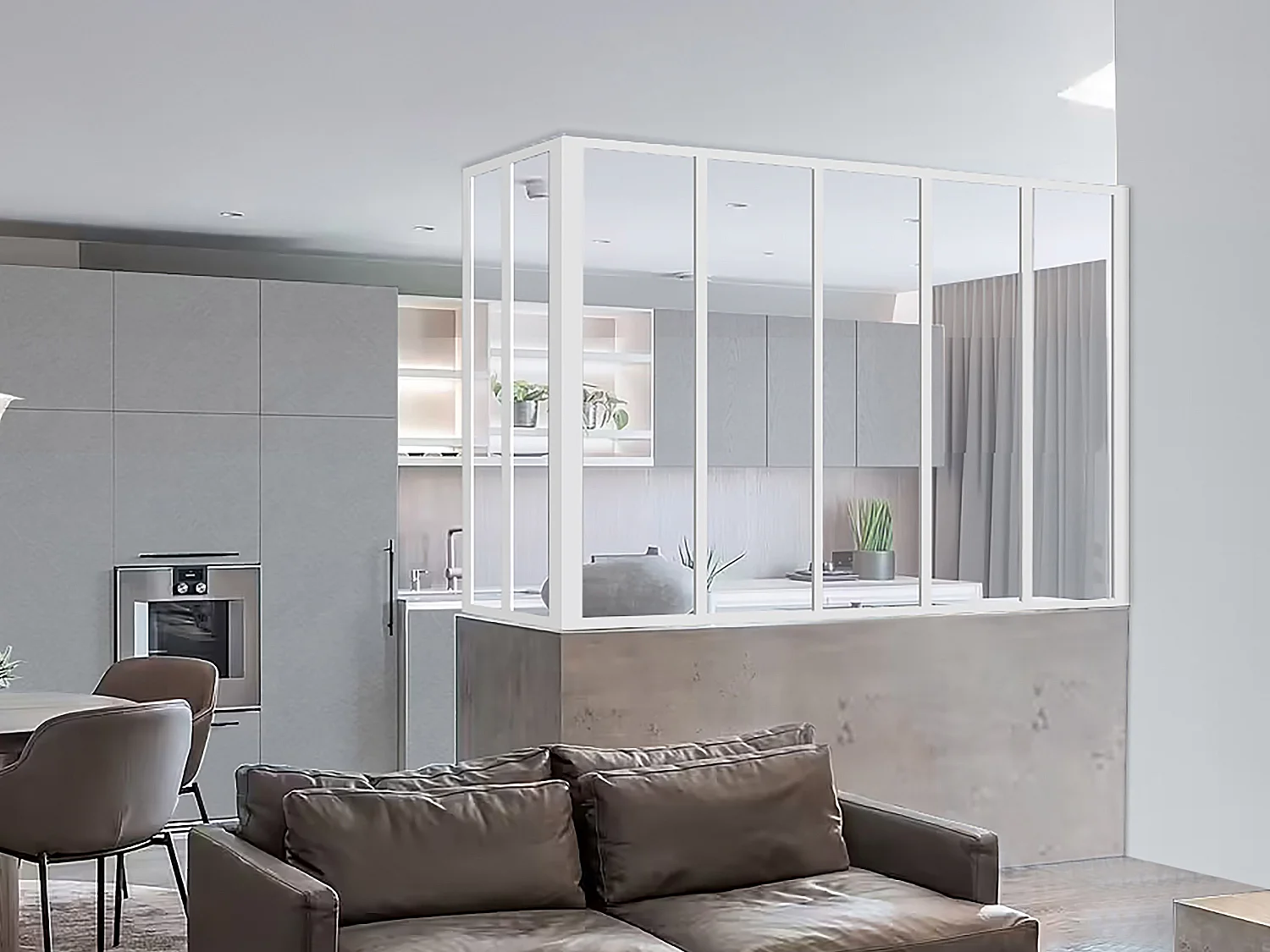Hoekraam werkplaats van gepoedercoat aluminium - L150 x B60 x H105 cm wit BAYVIEW