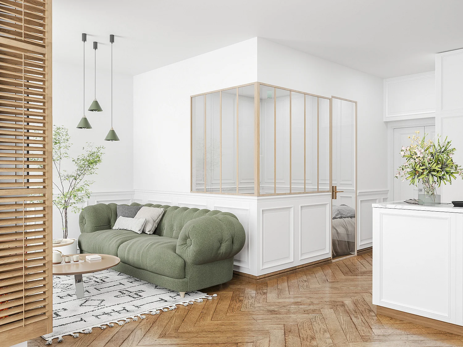 Hoekraam werkplaats van gepoedercoat aluminium, L150 x B120 x H130 cm, licht naturel BAYVIEW