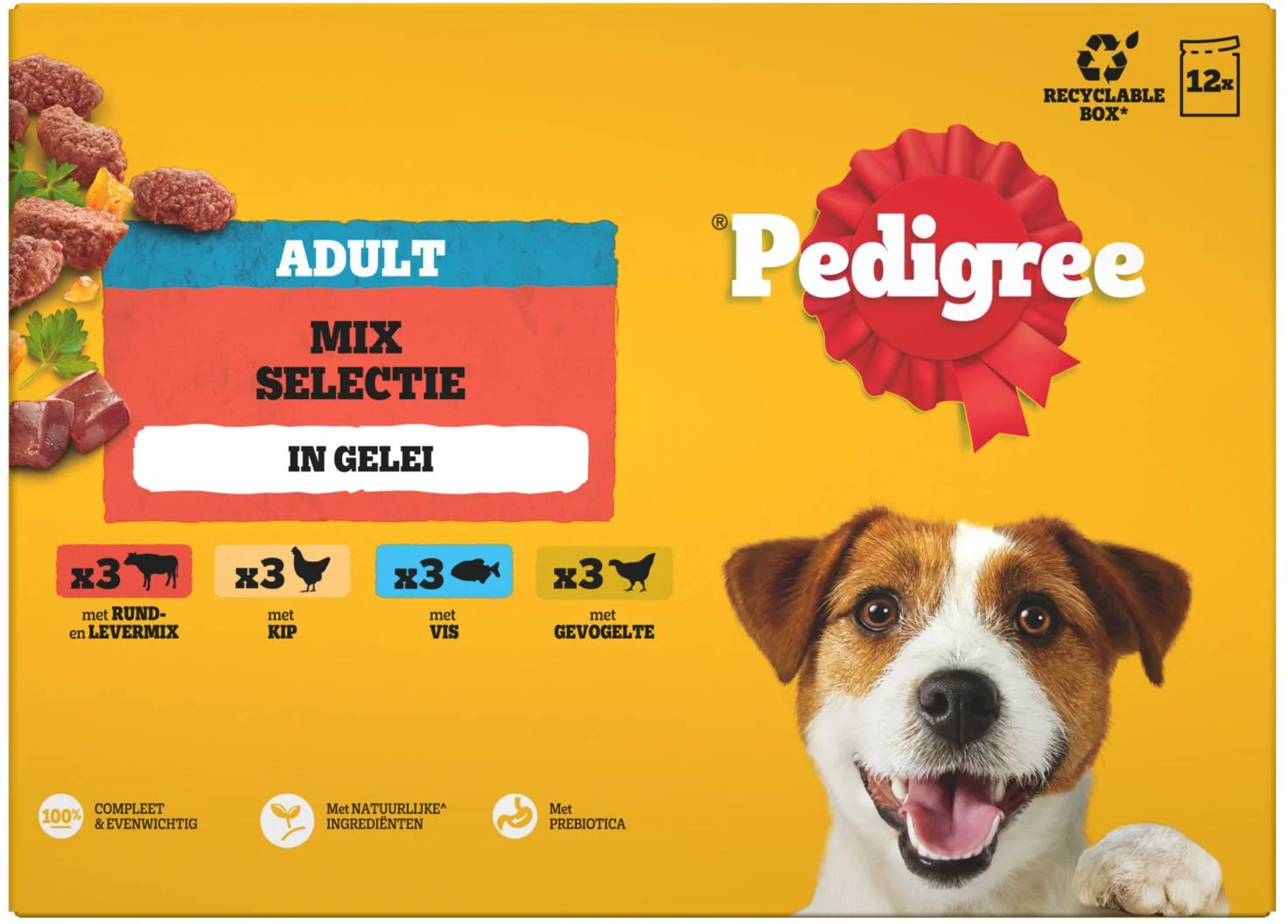 Pedigree natvoer adult Mix selectie in gelei 100 g 12 stuks