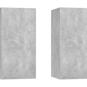 Hoeselt Tv-meubelen 2 st 30,5x30x60 cm bewerkt hout betongrijs Hoeselt Tv-meubelen 2 st 30,5x30x60 cm bewerkt hout betongrijs