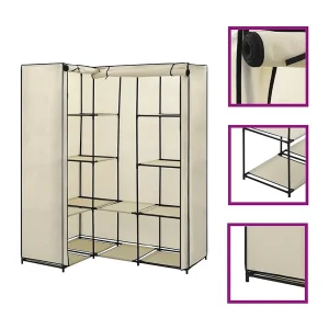 Hoekkledingkast 130x87x169 cm crème