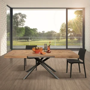 Houten tafel, eiken effect, antraciet onderstel, lengte 160×90-240x90cm – CARRARA Houten tafel, eiken effect, antraciet onderstel, lengte 160×90-240x90cm – CARRARA