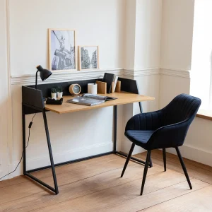 Houten en zwart bureau CHARLES Houten en zwart bureau CHARLES