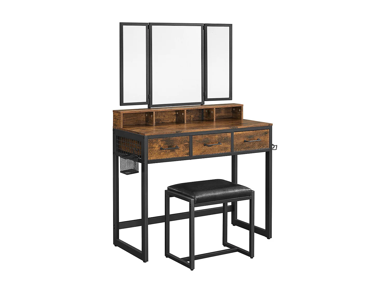 Kaptafel 90x40x140,8 cm zwart rustiek bruin