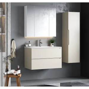 Kasjmier badkamerset 80 cm Kast met wastafel Etna-kolom Kasjmier badkamerset 80 cm Kast met wastafel Etna-kolom