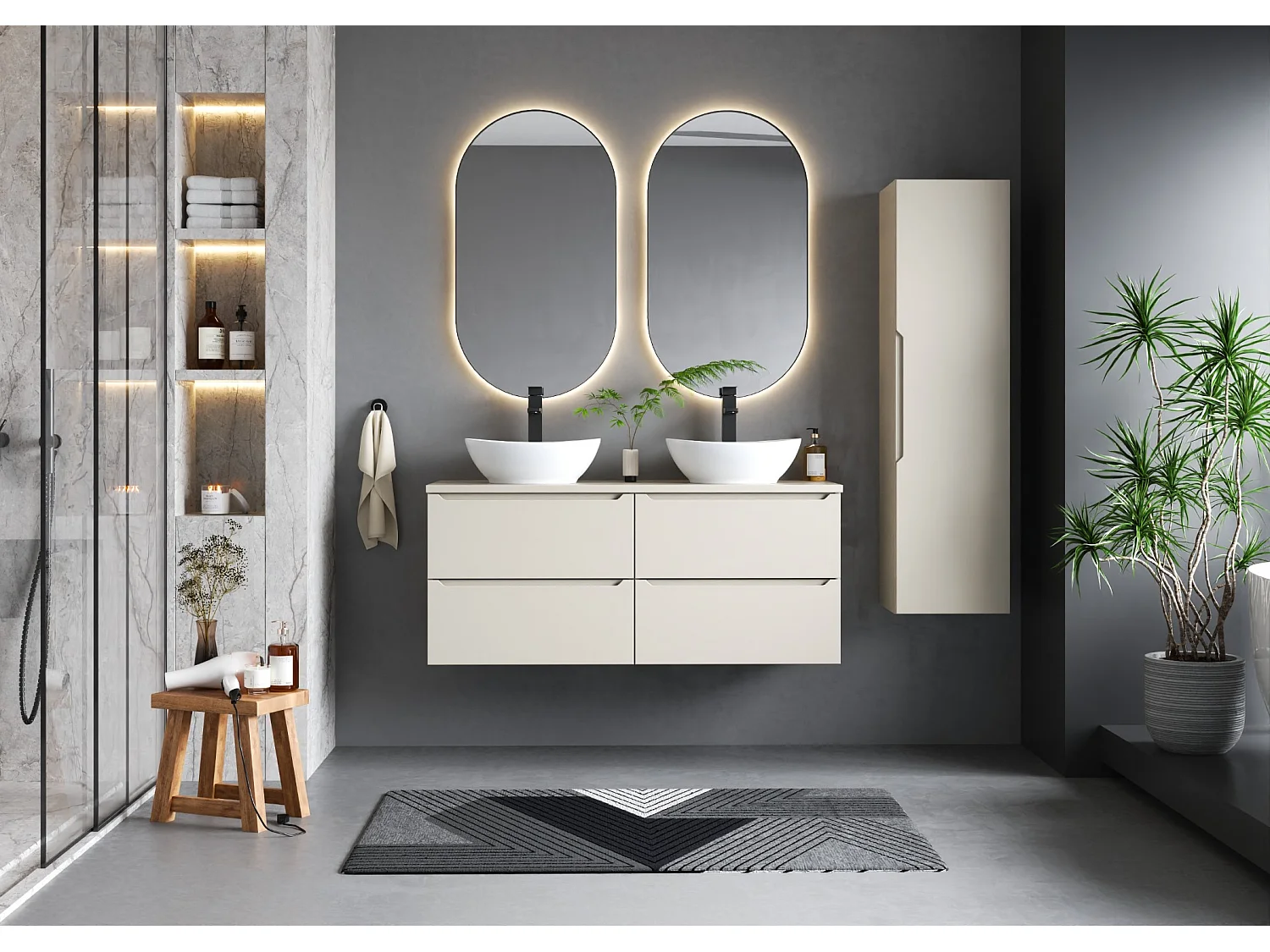 Kasjmier badkamerset 120 cm Kast met blad Etna