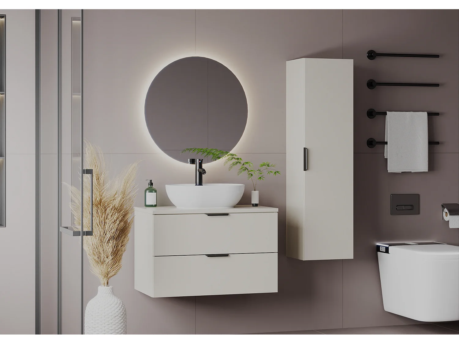 Onderbouw wastafel 80cm Astrid Cachemire