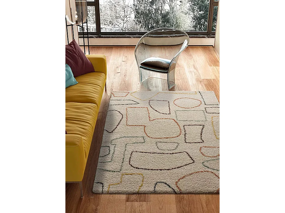 Hoogpolig tapijt - scandinavisch - veelkleurig - 80x150 cm - MARIS
