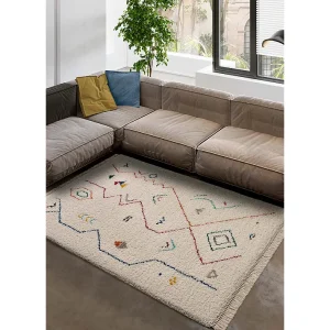 Hoogpolig tapijt – etnisch – wit – 135×190 cm – YEBEL Hoogpolig tapijt – etnisch – wit – 135×190 cm – YEBEL