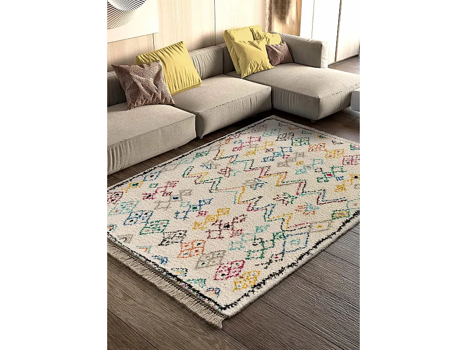 Hoogpolig tapijt - berber - wit - 135x190 cm - YEBEL