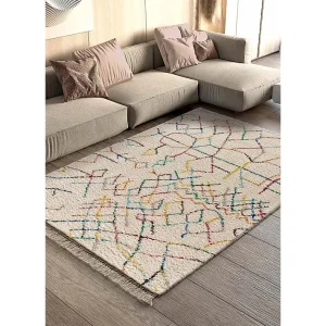 Hoogpolig tapijt – etnisch – wit – 135×190 cm – YEBEL Hoogpolig tapijt – etnisch – wit – 135×190 cm – YEBEL