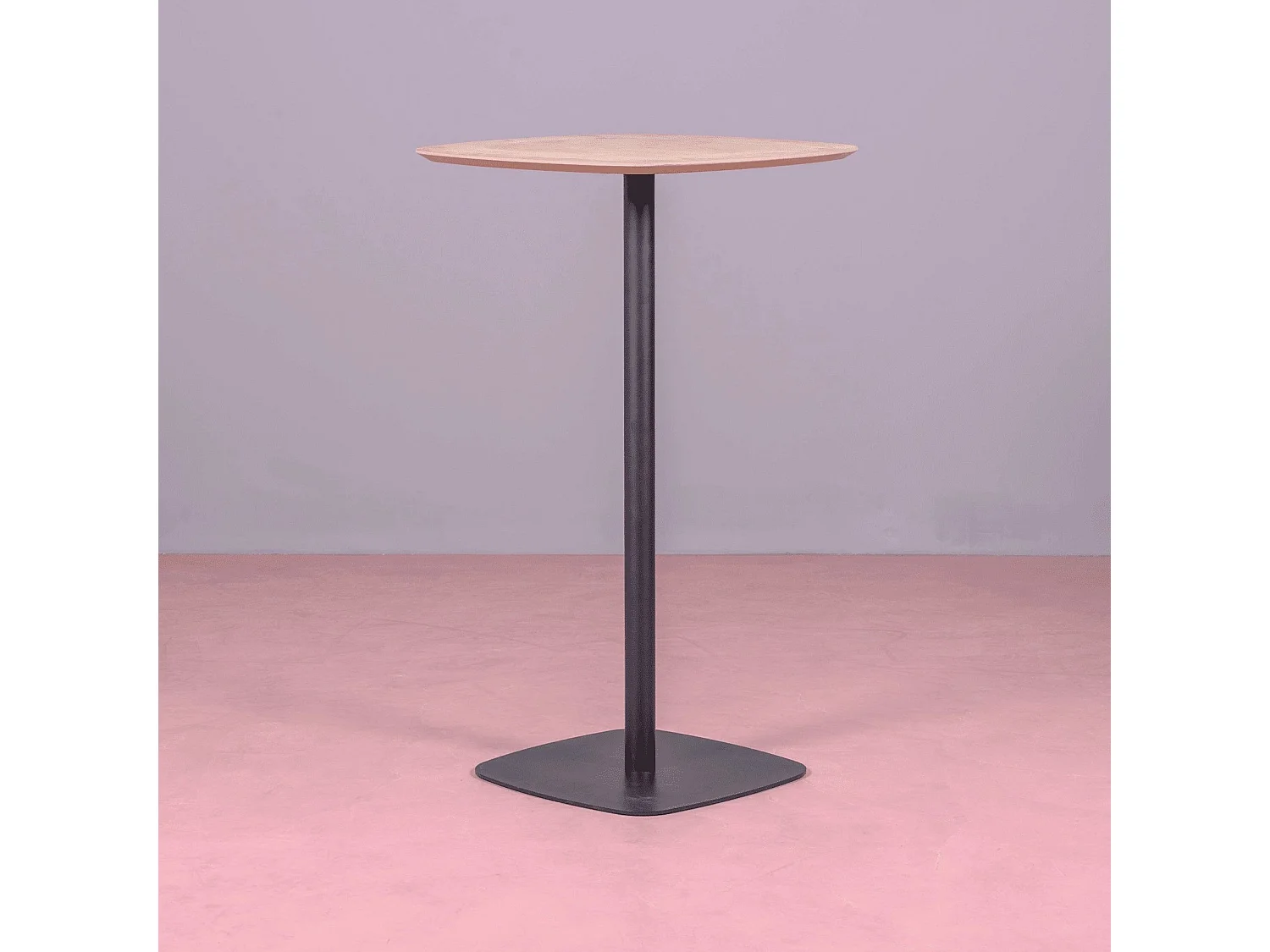 Hoge tafel voor bar in industriële stijl, 106cm hoog en 60x60cm - Pub - Eik