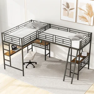 Hoogslaper 90 x 200 cm – metaal – zwart – matras niet inbegrepen