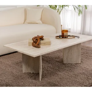 Houten salontafel "Sabin" – 60 x 119 x 40 cm – Travertin