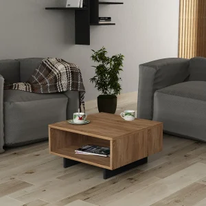Houten salontafel "Hola" – 60 x 60 x 32 cm – Eiken-Anthraciet