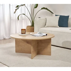 Houten salontafel "Sun" – 90 x 90 x 40 cm – Saffier Eiken