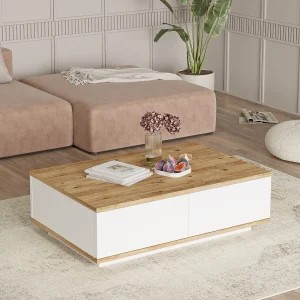 Houten salontafel FR14 – 90 x 60 x 28 cm – Atlantic PineWit