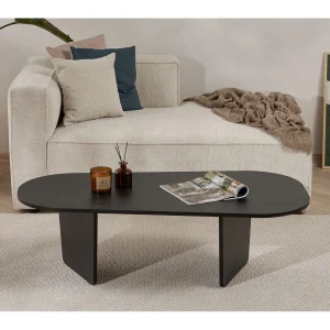 Houten salontafel "Ovalis" – 130 x 65 x 40 cm – Zwart hout