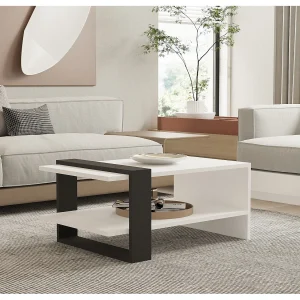 Houten salontafel "Funda" – 80 x 55 x 35 cm – AntracietWit