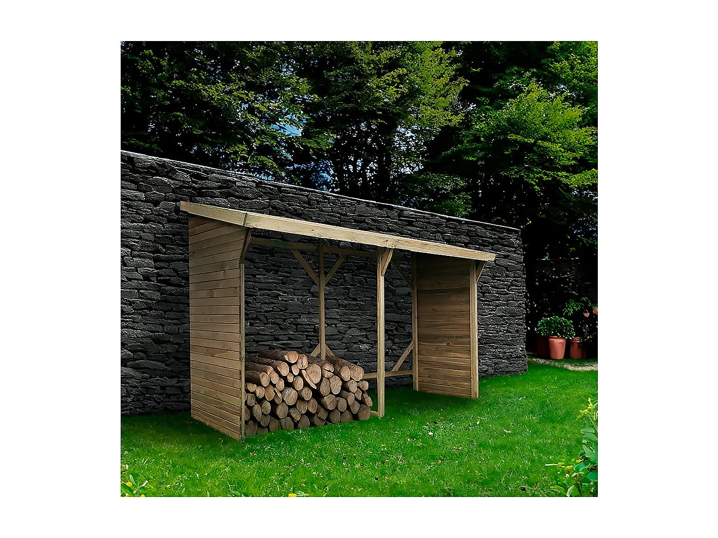 Houtopslag haardhout rek buiten - 2.5 m² - 278 x 90 x 185 cm- 5 kuub
