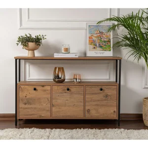 Houten console "Solace" – 120 x 29 x 77 cm – Zwart Atlantisch Grenen Houten console "Solace" – 120 x 29 x 77 cm – Zwart Atlantisch Grenen