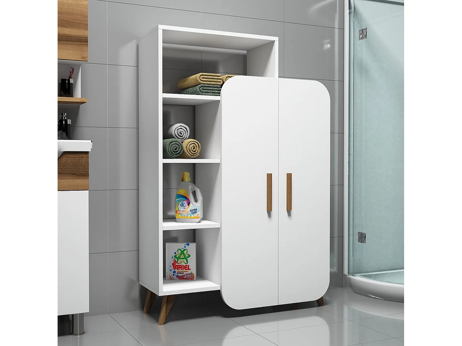 Houten stelling "Form" - 90 x 32 x 132 cm - Wit