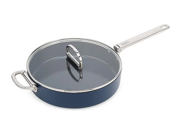Joseph Joseph Space 28 cm (3.8 qt) anti-aanbak koekenpan, inklapbare roestvrijstalen handgreep met glazen deksel, geschikt voor inductie en oven tot 232°C.
