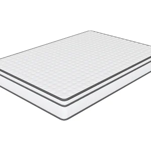 Hybride matras 140x190x25 cm met pocketveren, ademende 3D-stof, gemiddeld comfort, wit en grijs