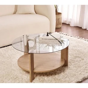 Houten salontafel "Clara" – 75 x 75 x 40 cm – Eik SaphirFumées