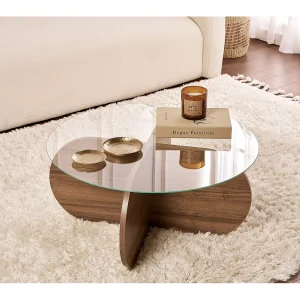 Houten salontafel "Aeris" – 75 x 75 x 35 cm – NotenTransparant Houten salontafel "Aeris" – 75 x 75 x 35 cm – NotenTransparant