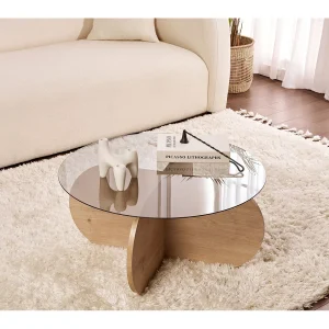 Houten salontafel "Aeris" – 75 x 75 x 35 cm – Eik SaphirFumées Houten salontafel "Aeris" – 75 x 75 x 35 cm – Eik SaphirFumées