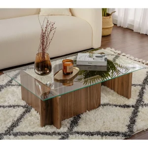 Houten salontafel "Flavio" – 105 x 65 x 30 cm – Notelaar