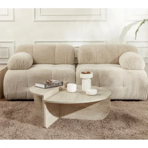 Houten salontafel "Orion" – 90 x 60 x 30 cm – Travertin Houten salontafel "Orion" – 90 x 60 x 30 cm – Travertin