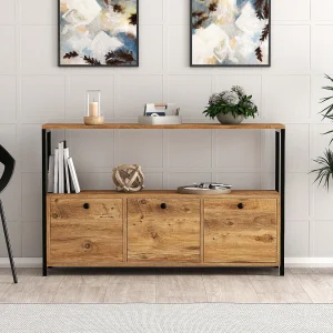 Houten dressoir "Nero" – 120 x 30 x 75 cm – Zwart Atlantisch grenen Houten dressoir "Nero" – 120 x 30 x 75 cm – Zwart Atlantisch grenen