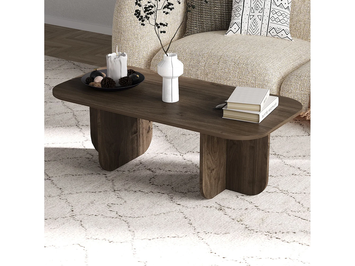 Houten salontafel "Becaj" - 120 x 60 x 41 cm - Notelaar