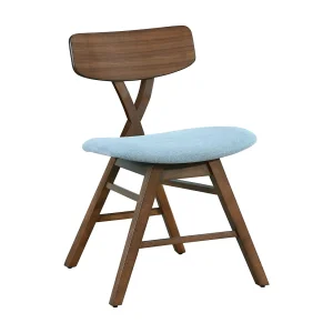 Houten stoel – klassiek design – bruin / blauw – LOOMENS